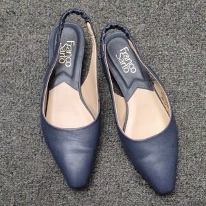Franco Sarto "Briella" Navy Blue Leather Slingback Flats